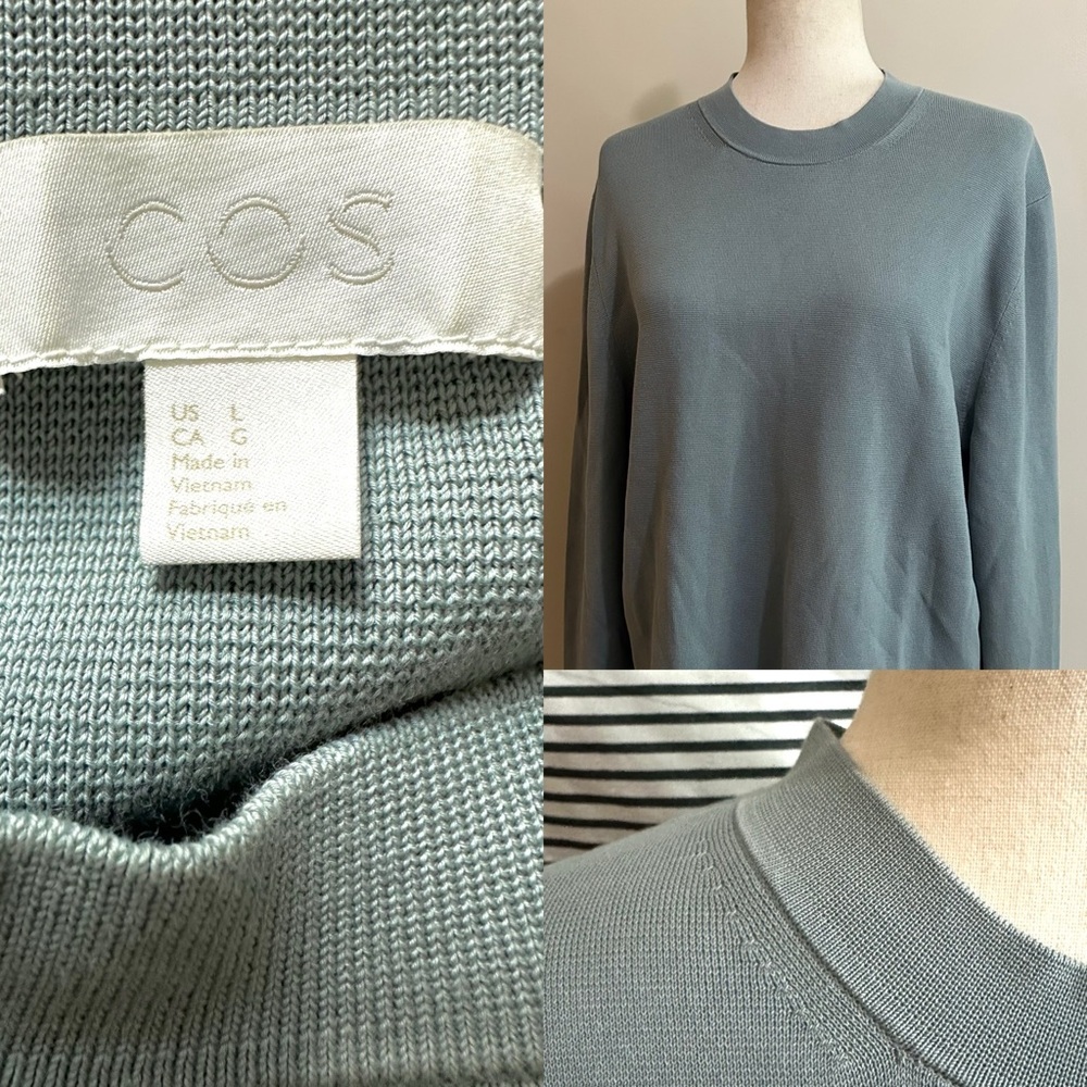 COS Women's Light Sage Green Crewneck Sweater